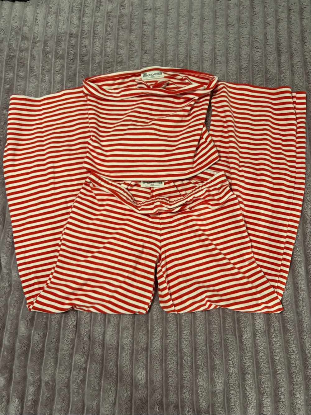 No Boundaries Red and White Striped Women's Set